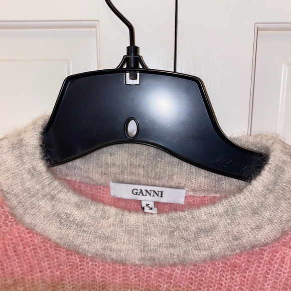 GANNI Designer Pink Striped Mohair Sweater SMALL - Picture 2 of 4